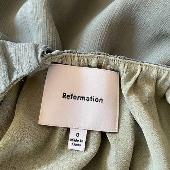 NEW Reformation Cebba Elegant Maxi Dress Green Moss | size 0 - Picture 13 of 15